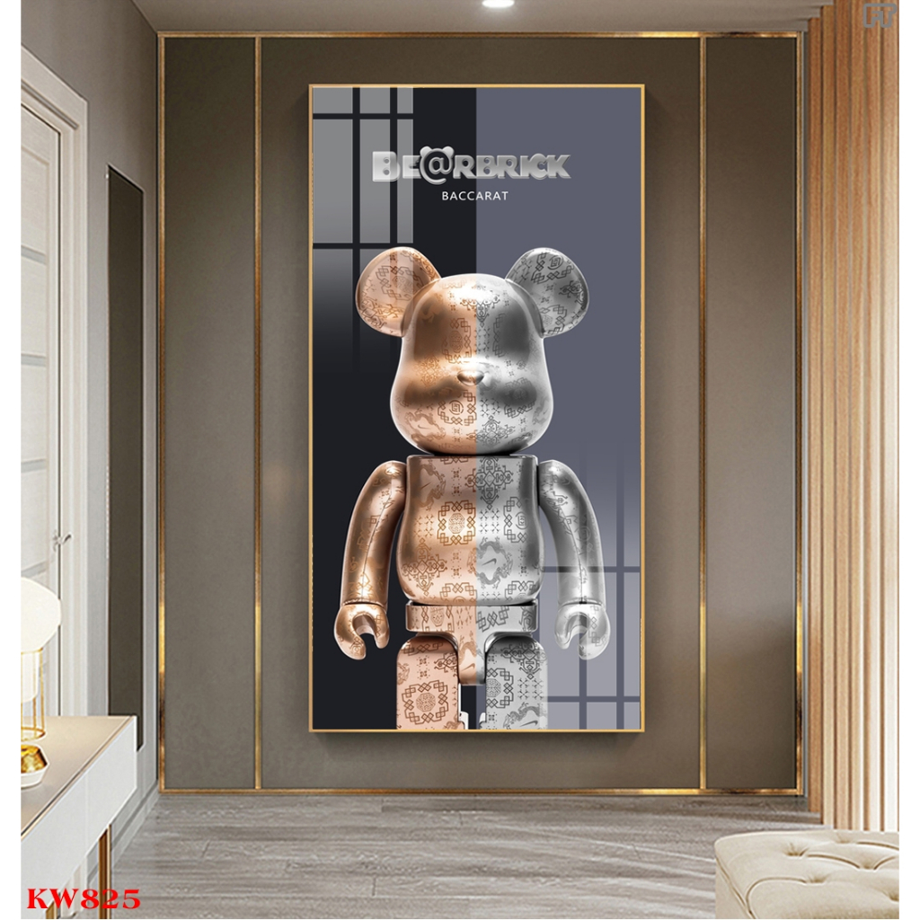 Tranh tráng gương gấu kawsbearick cao cấp kích thước lớn 50x100cm