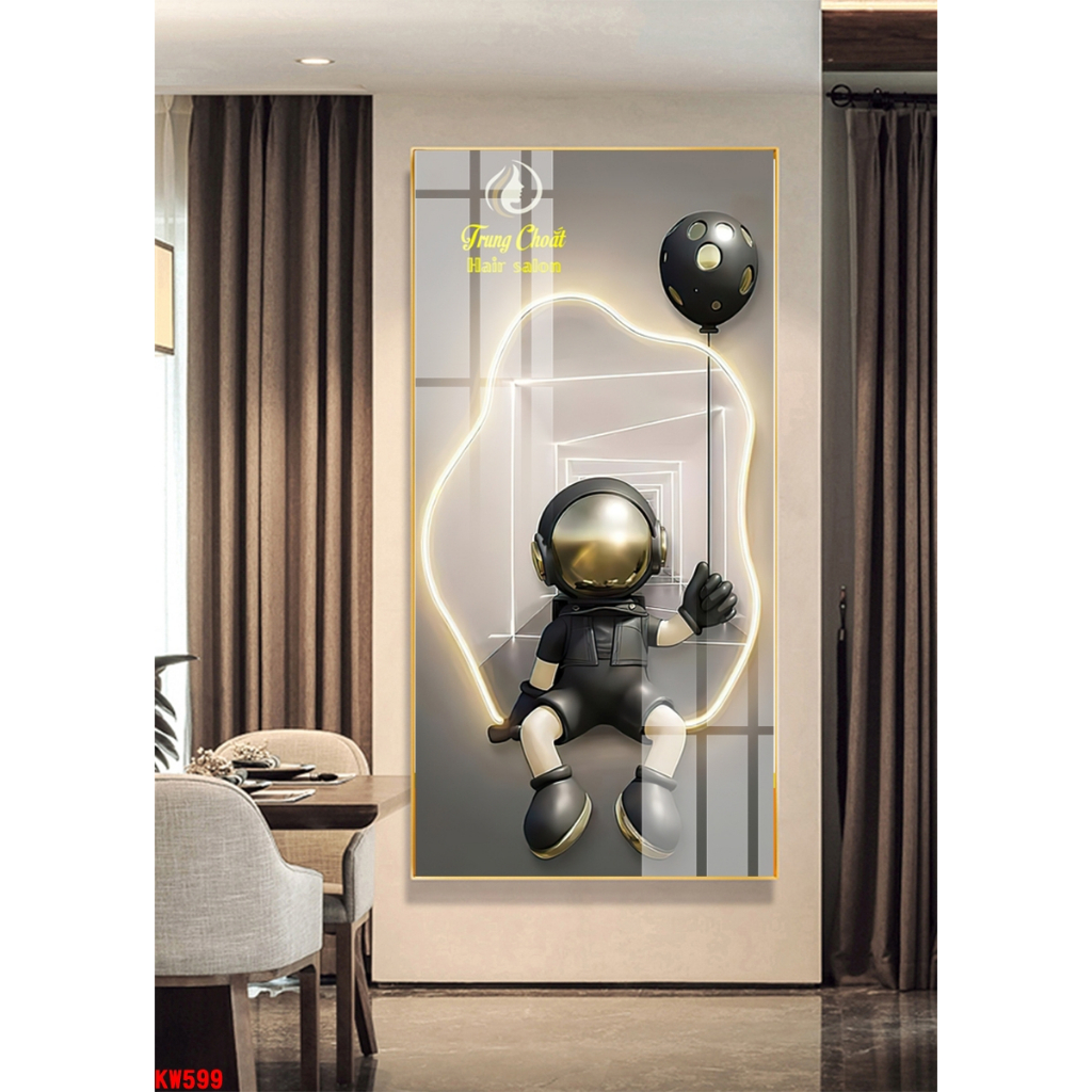 Tranh tráng gương gấu kawsbearick cao cấp kích thước lớn 50x100cm