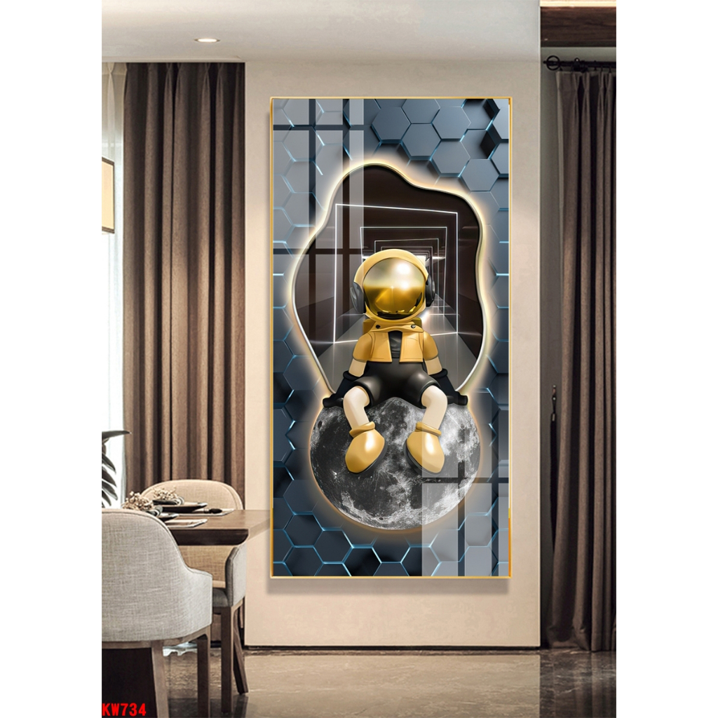 Tranh tráng gương gấu kawsbearick kích thước 40x80cm