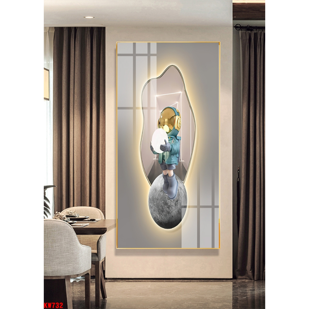 Tranh tráng gương gấu kawsbearick kích thước 40x80cm