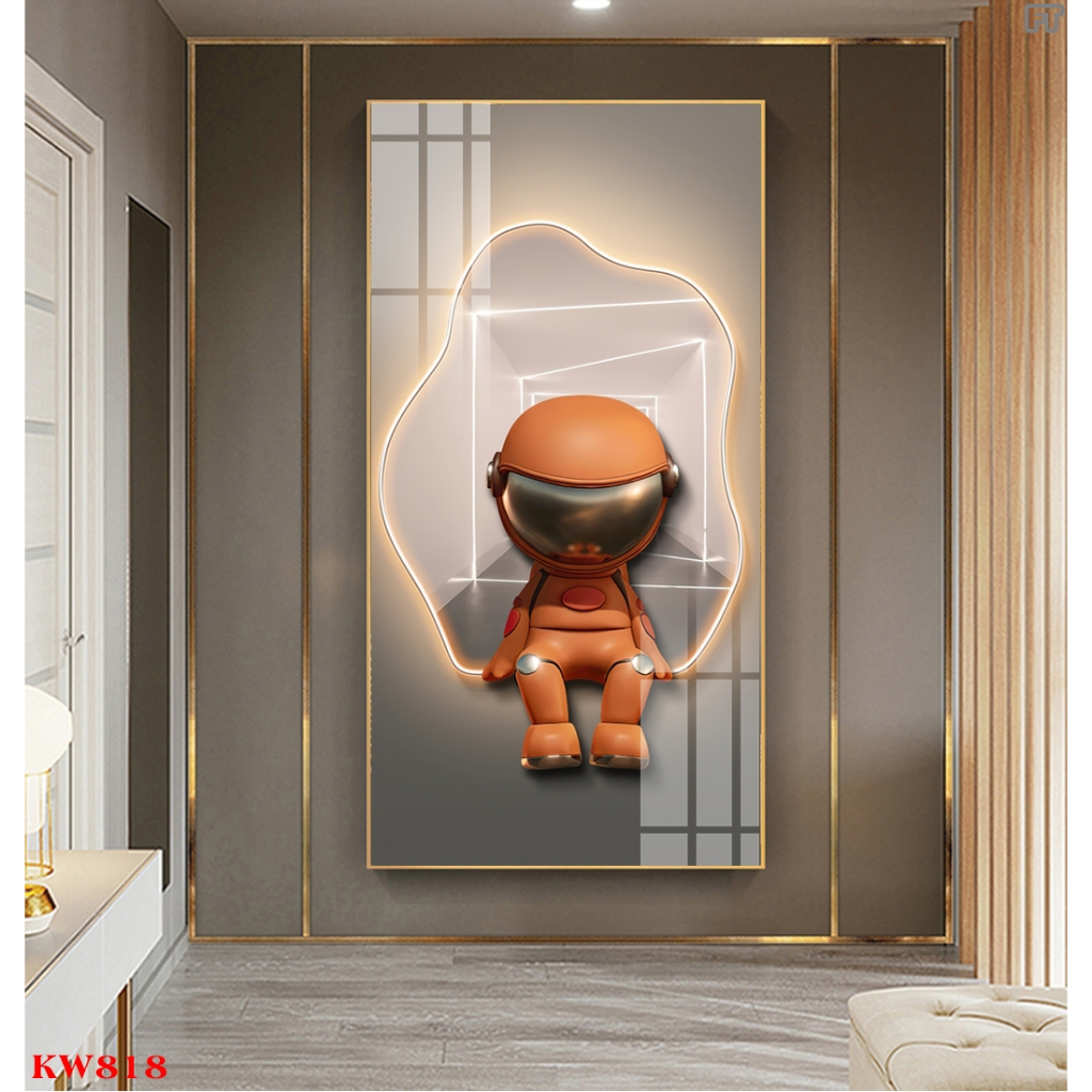 Tranh tráng gương gấu kawsbearick kích thước 40x80cm