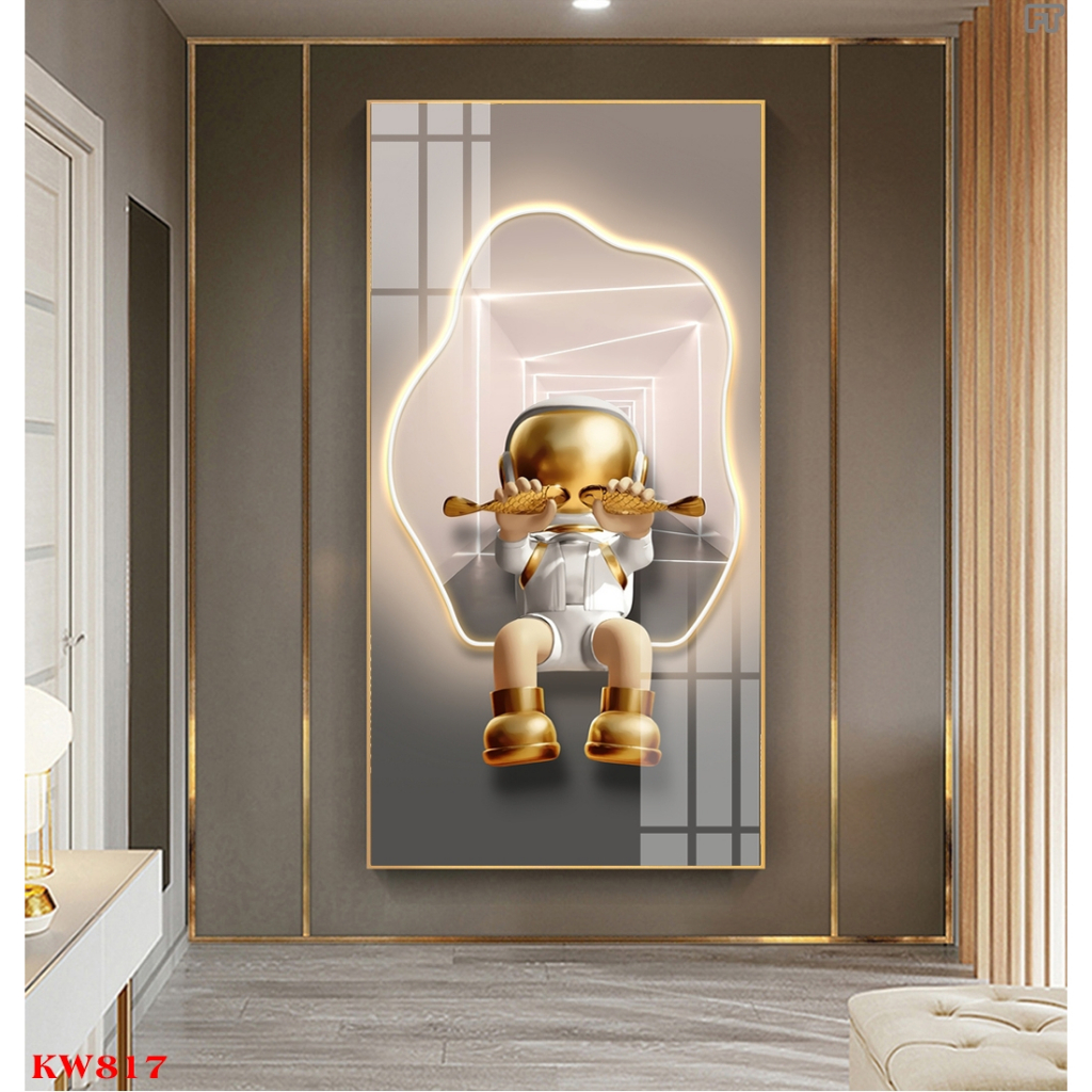 Tranh tráng gương gấu kawsbearick kích thước 40x80cm