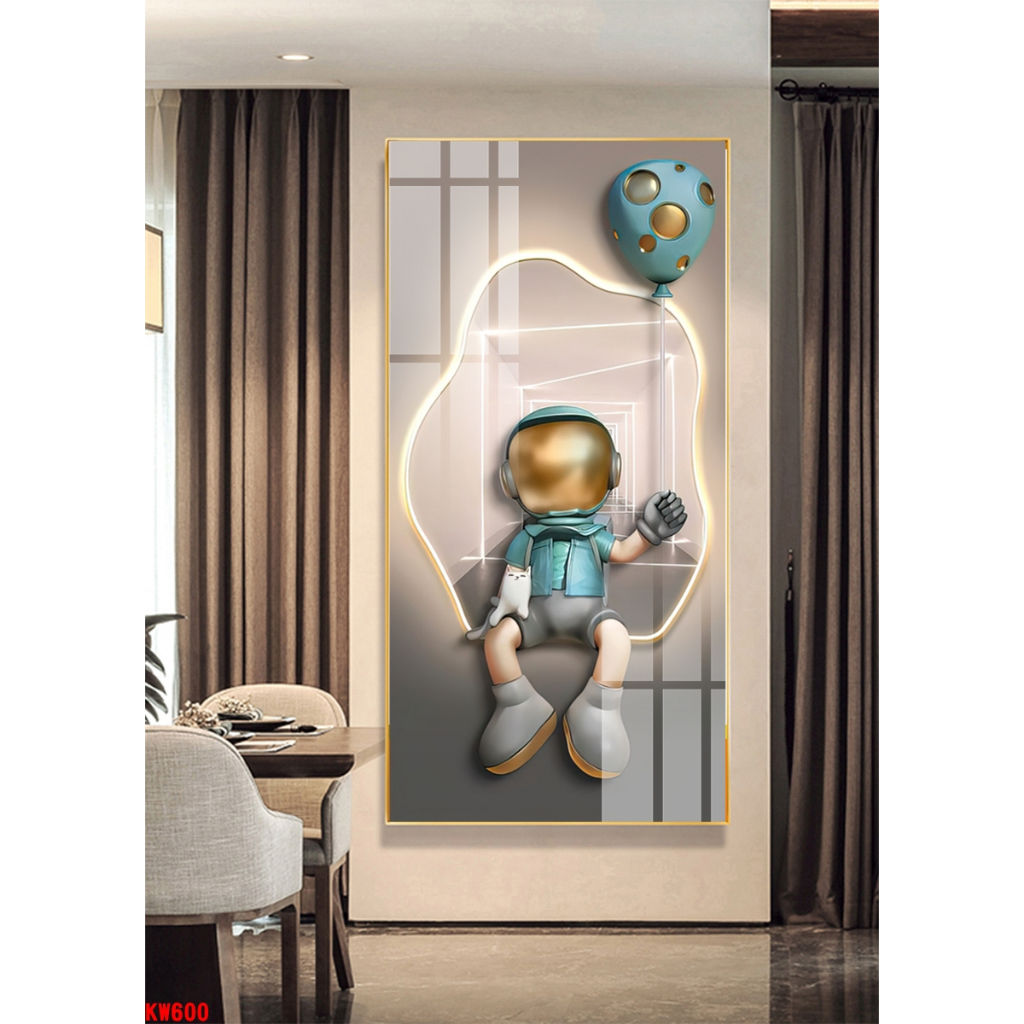 Tranh tráng gương gấu kawsbearick kích thước 40x80cm