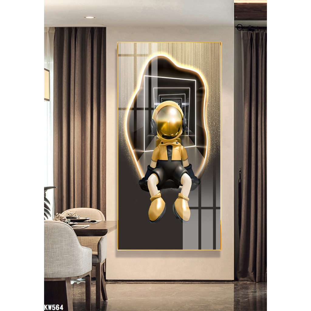 Tranh tráng gương gấu kawsbearick kích thước 40x80cm