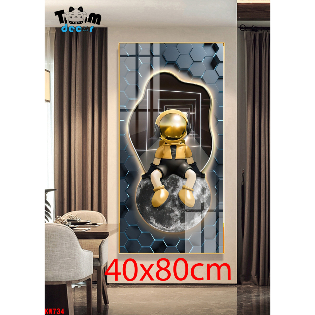 Tranh tráng gương gấu kawsbearick kích thước 40x80cm