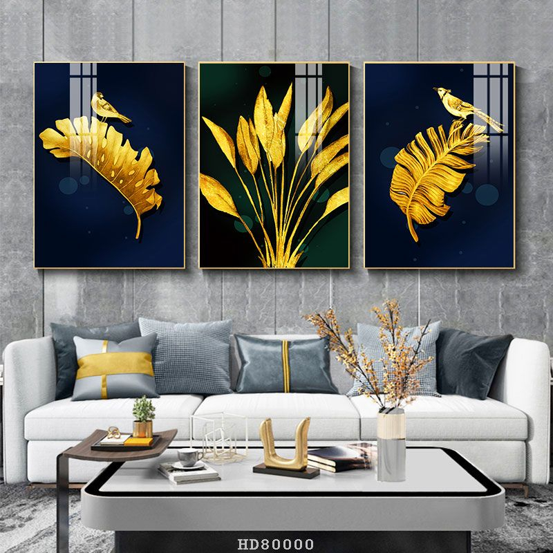 Bộ 3 bức tranh lớn tráng gương 60x40cm hoặc tranh canvas có khung treo tường