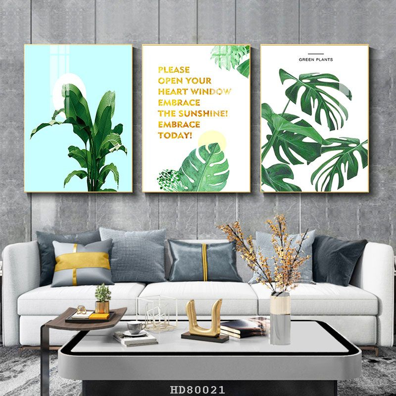 Bộ 3 bức tranh lớn tráng gương 60x40cm hoặc tranh canvas có khung treo tường