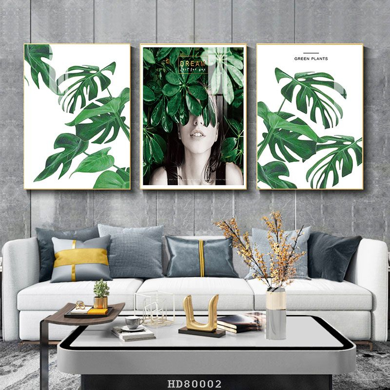 Bộ 3 bức tranh lớn tráng gương 60x40cm hoặc tranh canvas có khung treo tường