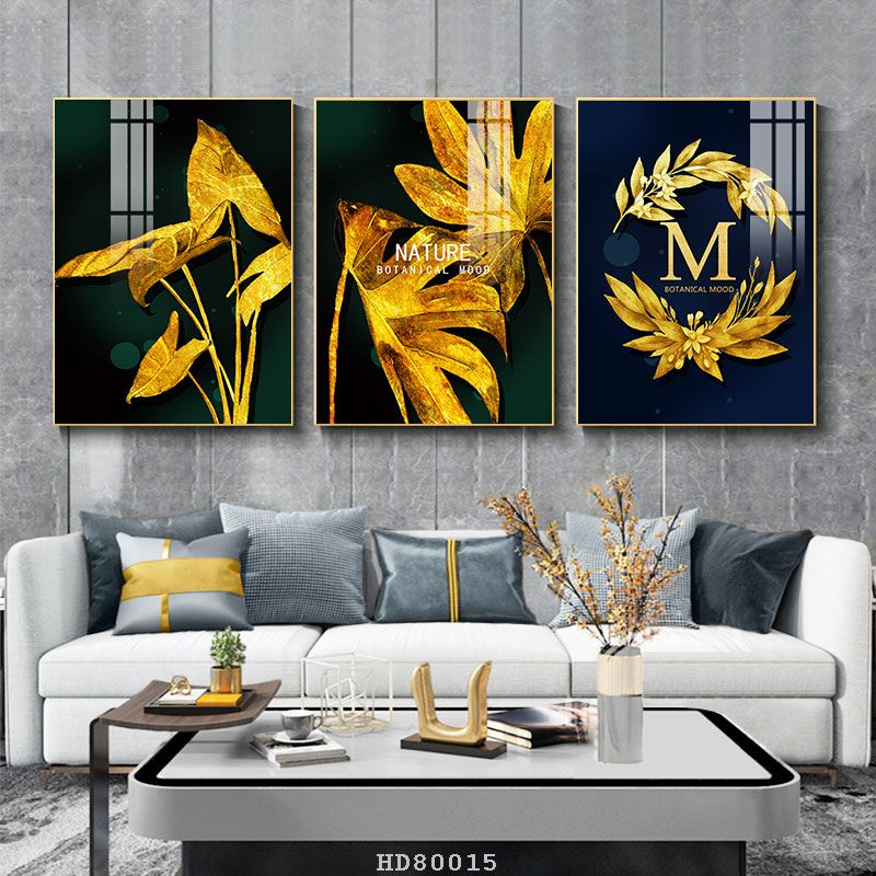 Bộ 3 bức tranh lớn tráng gương 60x40cm hoặc tranh canvas có khung treo tường