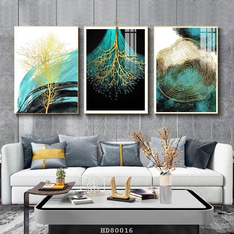 Bộ 3 bức tranh lớn tráng gương 60x40cm hoặc tranh canvas có khung treo tường