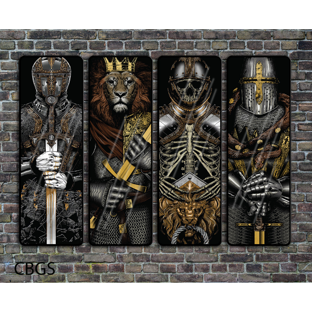 Tranh tráng gương cao cấp bộ 4 bức mẫu samurai - cổ nhật bản - chiến binh sắt