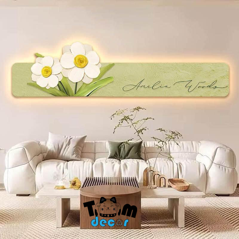 Tranh tráng gương hoa tulip cắt theo hình - tranh led treo tường hoa
