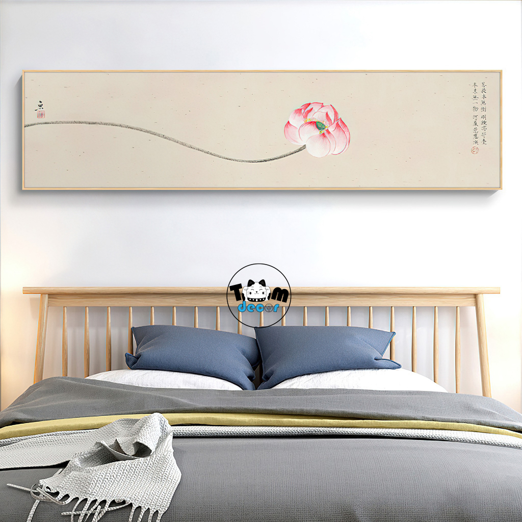 Tranh Hoa sen - tranh canvas có khung 150x40cm trang trí phòng ngủ,phòng khách,phòng làm việc,...