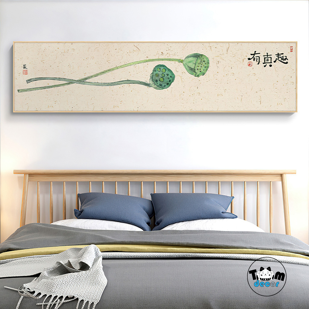 Tranh Hoa sen - tranh canvas có khung 150x40cm trang trí phòng ngủ,phòng khách,phòng làm việc,...