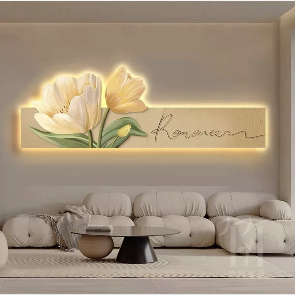 Tranh tráng gương hoa tulip cắt theo hình - tranh led treo tường hoa