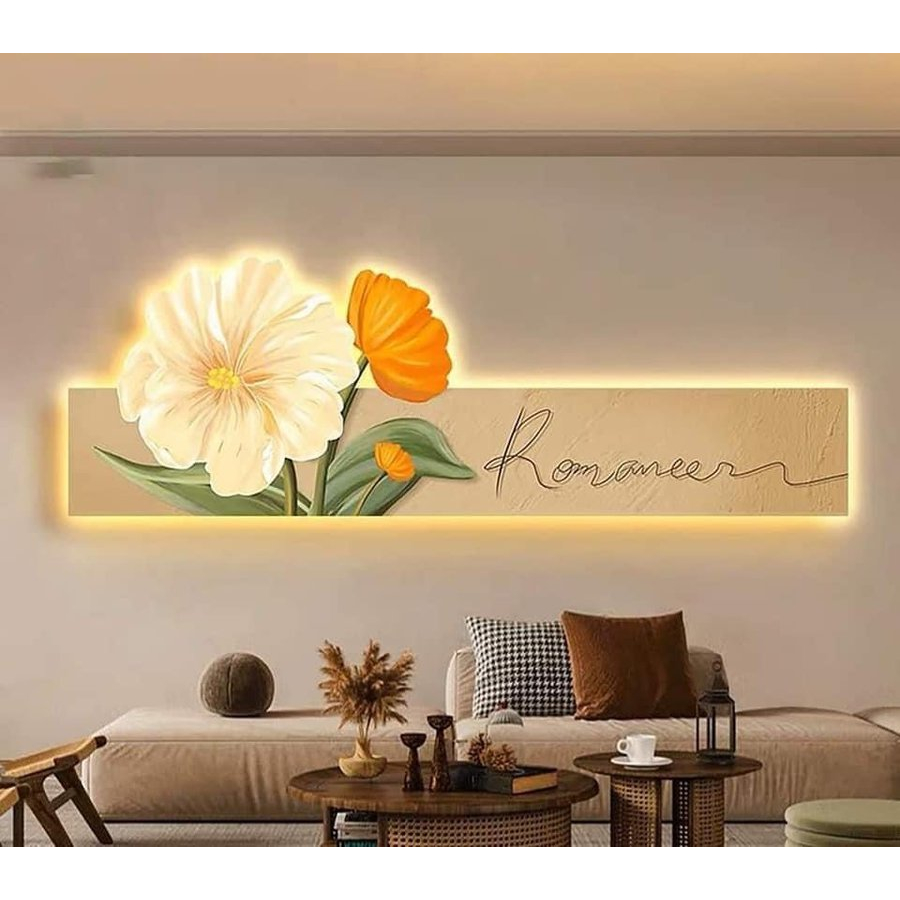 Tranh tráng gương hoa tulip cắt theo hình - tranh led treo tường hoa