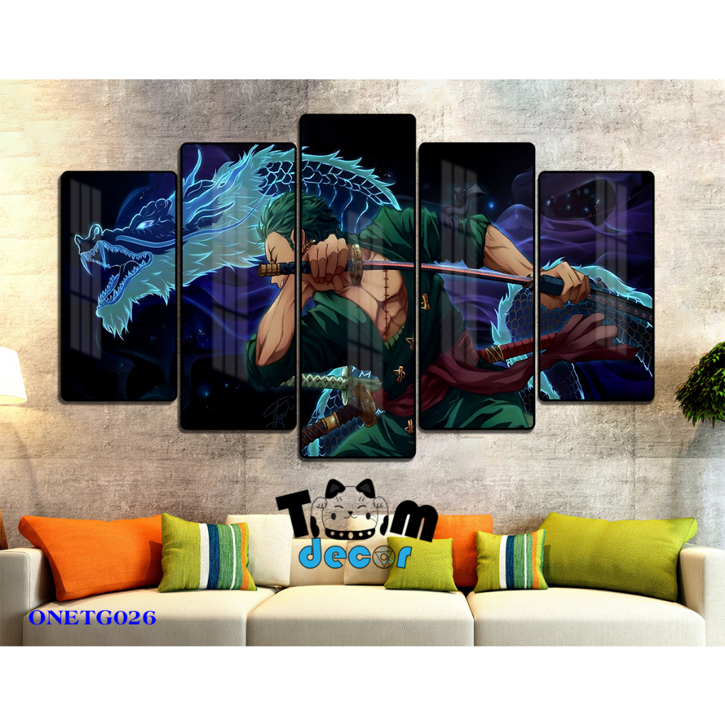 Tranh Tráng Gương ONE PIECE -ZORO - LUFF GEAR 5 - KAIDO Loại Tráng Gương Tốt Loại 1
