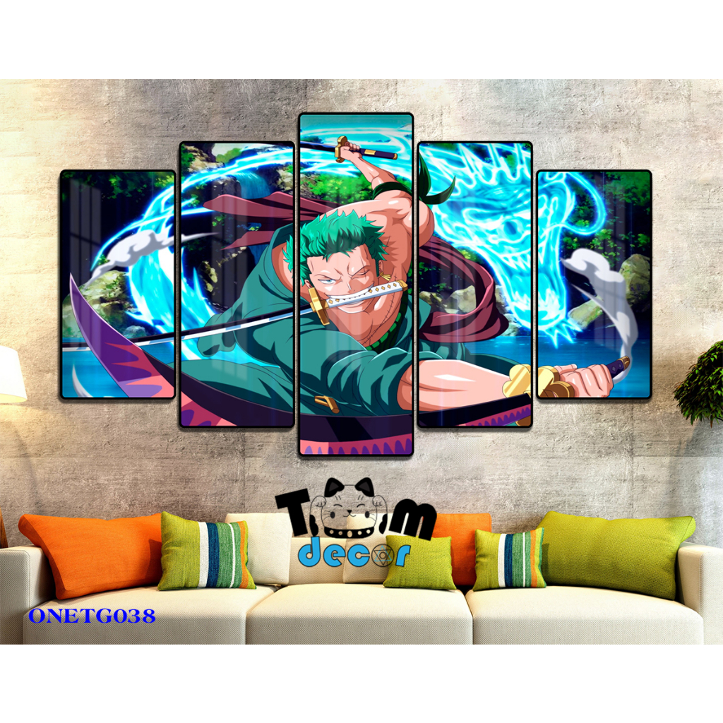 Tranh Tráng Gương ONE PIECE -ZORO - LUFF GEAR 5 - KAIDO Loại Tráng Gương Tốt Loại 1