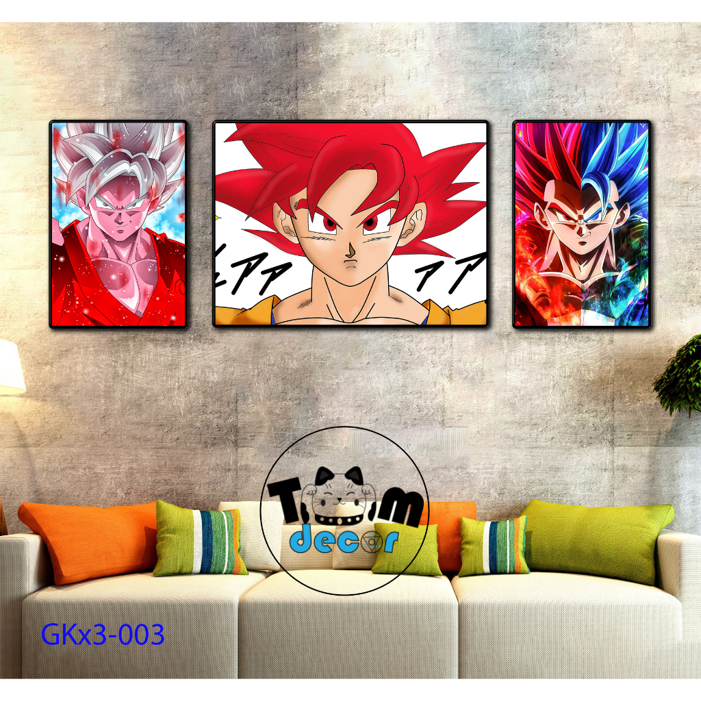 Combo bộ 3 Tranh Goku Chọn Lọc Đẹp Nhất - Tranh Tráng Gương - Dragonball - Bảy Viên Ngọc Rồng - Sogoku