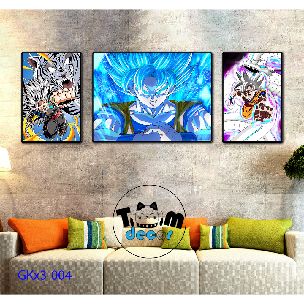 Combo bộ 3 Tranh Goku Chọn Lọc Đẹp Nhất - Tranh Tráng Gương - Dragonball - Bảy Viên Ngọc Rồng - Sogoku