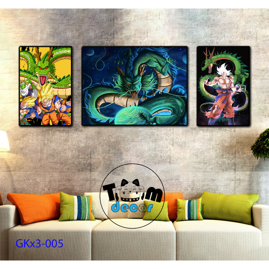 Combo bộ 3 Tranh Goku Chọn Lọc Đẹp Nhất - Tranh Tráng Gương - Dragonball - Bảy Viên Ngọc Rồng - Sogoku