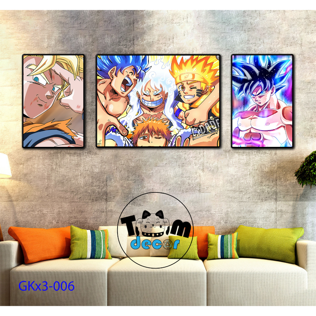 Combo bộ 3 Tranh Goku Chọn Lọc Đẹp Nhất - Tranh Tráng Gương - Dragonball - Bảy Viên Ngọc Rồng - Sogoku
