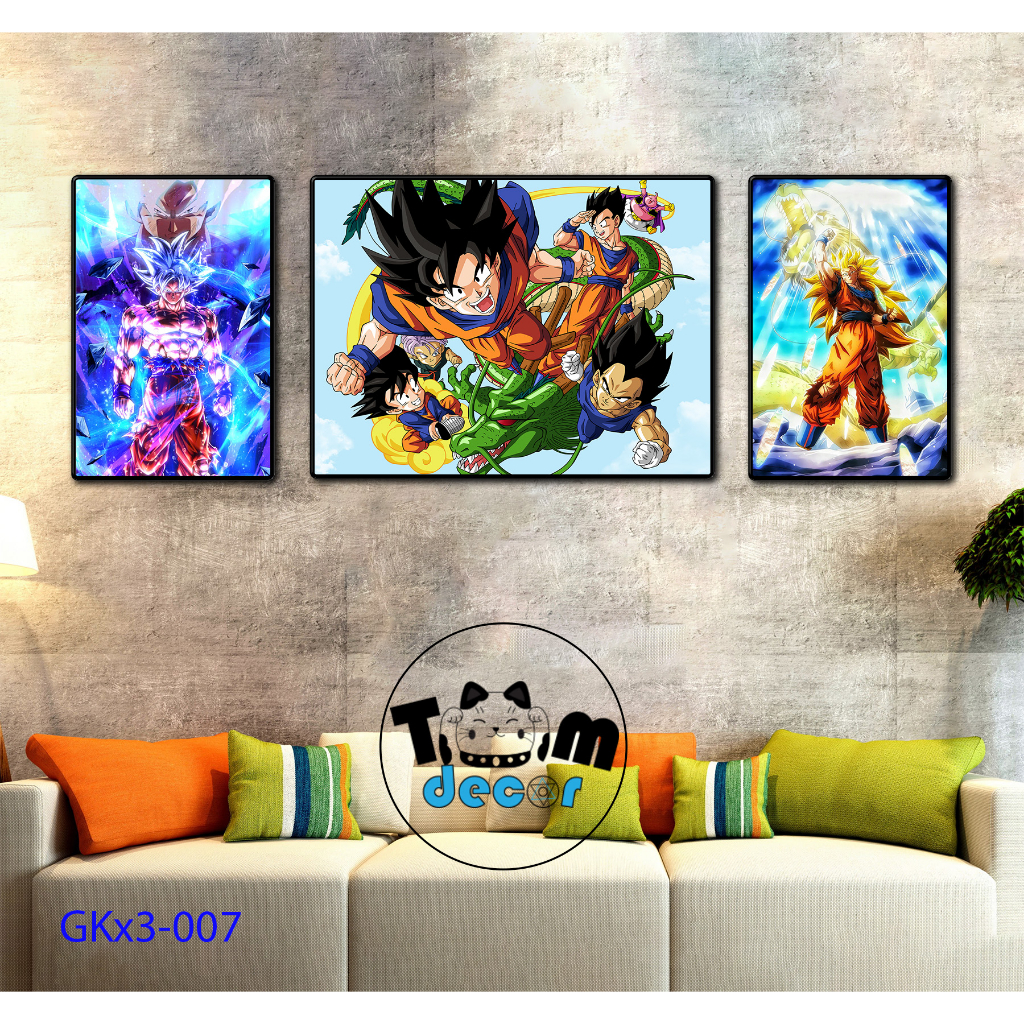 Combo bộ 3 Tranh Goku Chọn Lọc Đẹp Nhất - Tranh Tráng Gương - Dragonball - Bảy Viên Ngọc Rồng - Sogoku