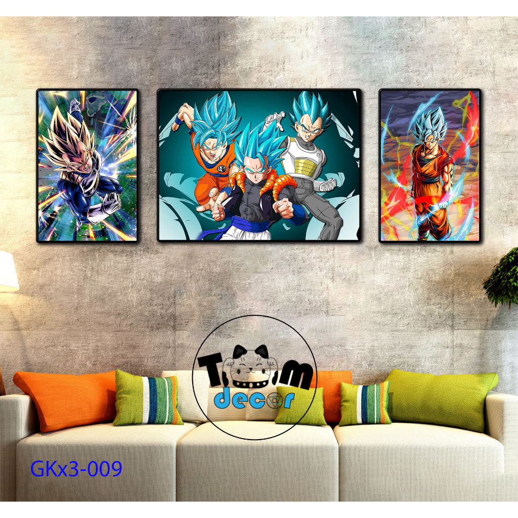 Combo bộ 3 Tranh Goku Chọn Lọc Đẹp Nhất - Tranh Tráng Gương - Dragonball - Bảy Viên Ngọc Rồng - Sogoku