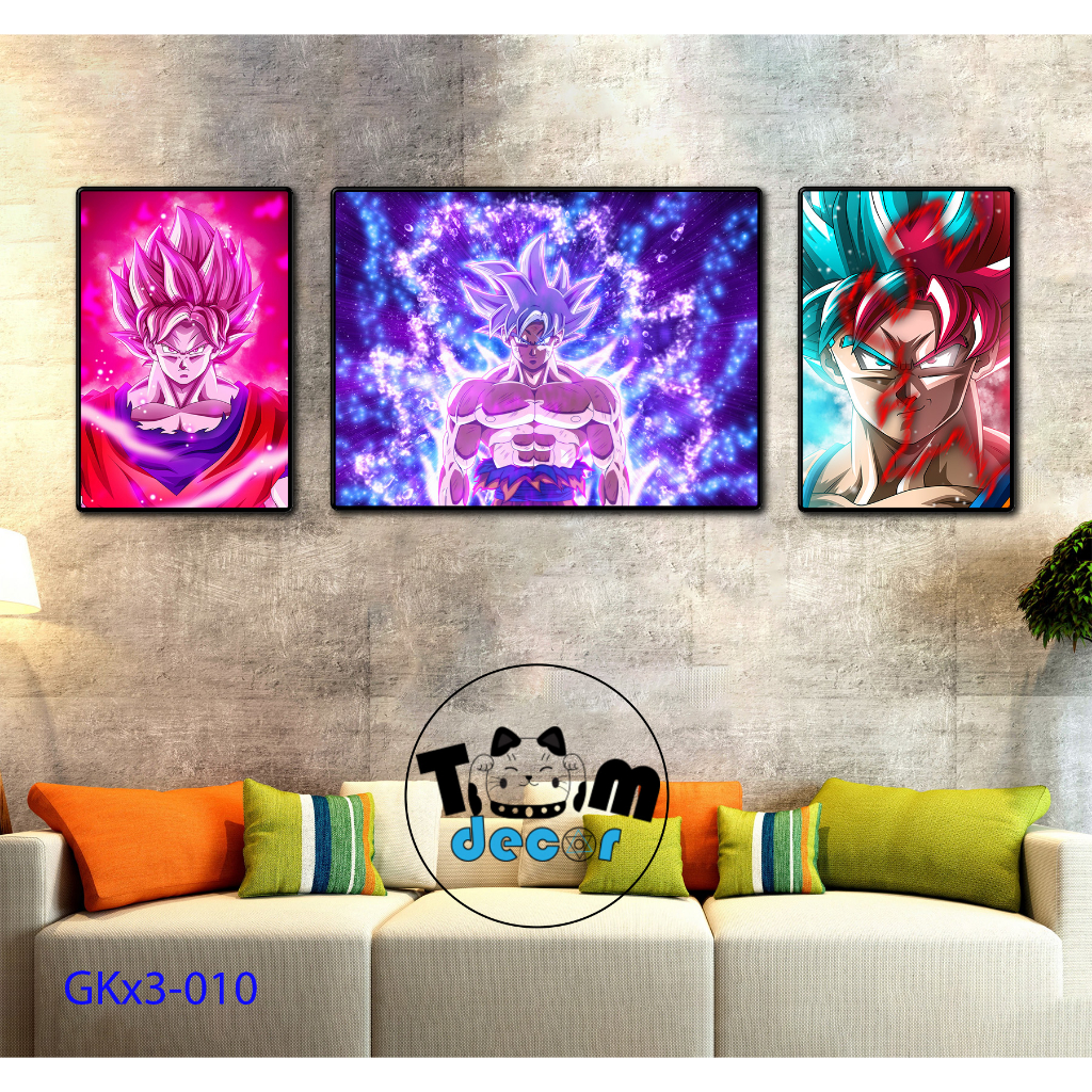 Combo bộ 3 Tranh Goku Chọn Lọc Đẹp Nhất - Tranh Tráng Gương - Dragonball - Bảy Viên Ngọc Rồng - Sogoku