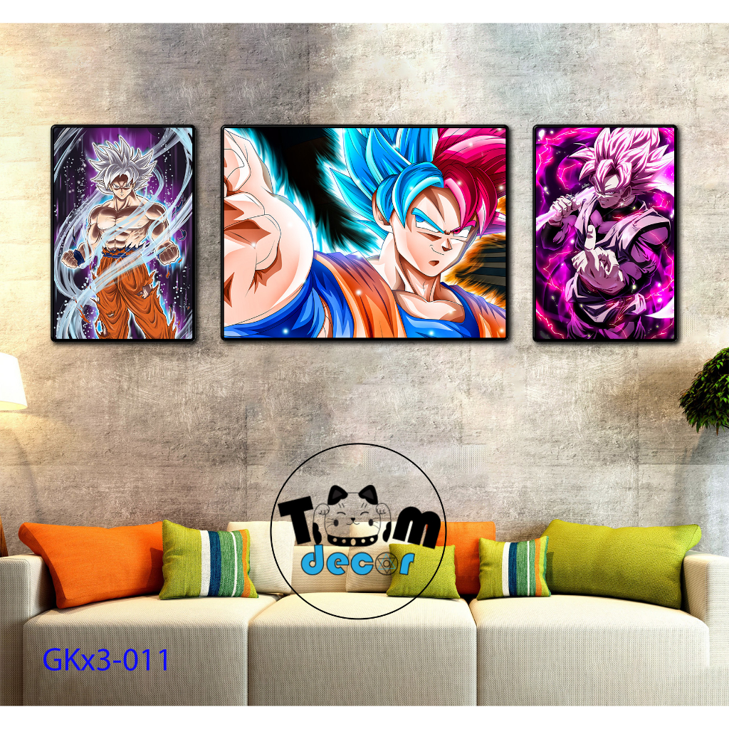 Combo bộ 3 Tranh Goku Chọn Lọc Đẹp Nhất - Tranh Tráng Gương - Dragonball - Bảy Viên Ngọc Rồng - Sogoku
