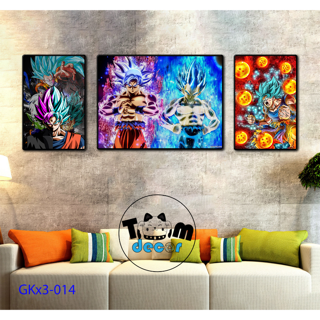 Combo bộ 3 Tranh Goku Chọn Lọc Đẹp Nhất - Tranh Tráng Gương - Dragonball - Bảy Viên Ngọc Rồng - Sogoku
