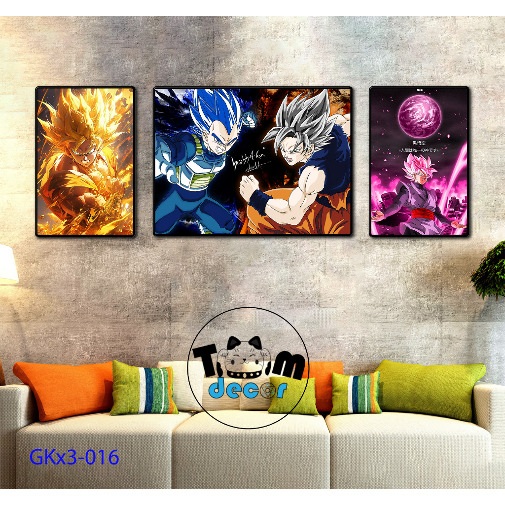 Combo bộ 3 Tranh Goku Chọn Lọc Đẹp Nhất - Tranh Tráng Gương - Dragonball - Bảy Viên Ngọc Rồng - Sogoku
