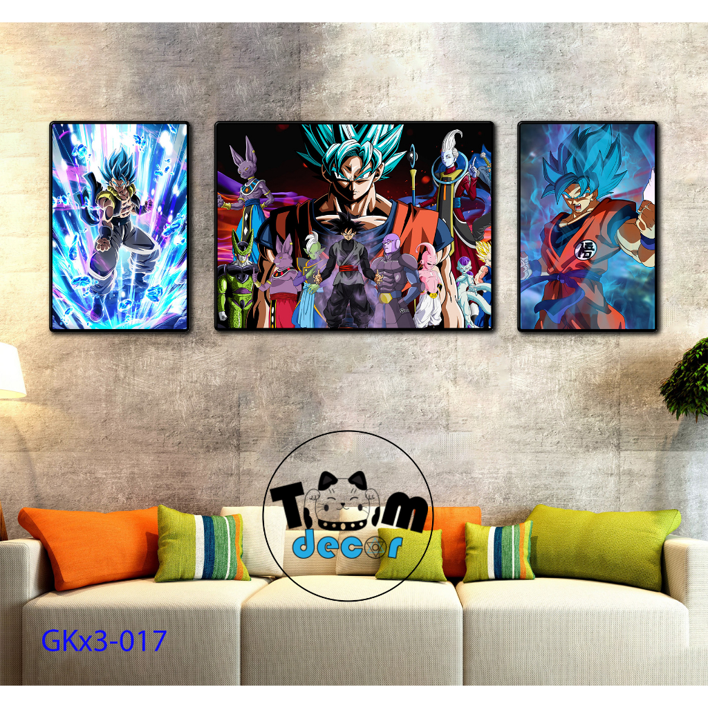 Combo bộ 3 Tranh Goku Chọn Lọc Đẹp Nhất - Tranh Tráng Gương - Dragonball - Bảy Viên Ngọc Rồng - Sogoku