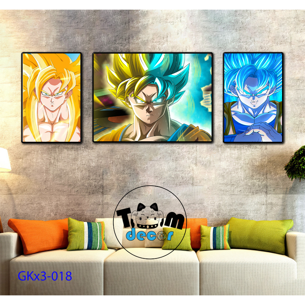Combo bộ 3 Tranh Goku Chọn Lọc Đẹp Nhất - Tranh Tráng Gương - Dragonball - Bảy Viên Ngọc Rồng - Sogoku