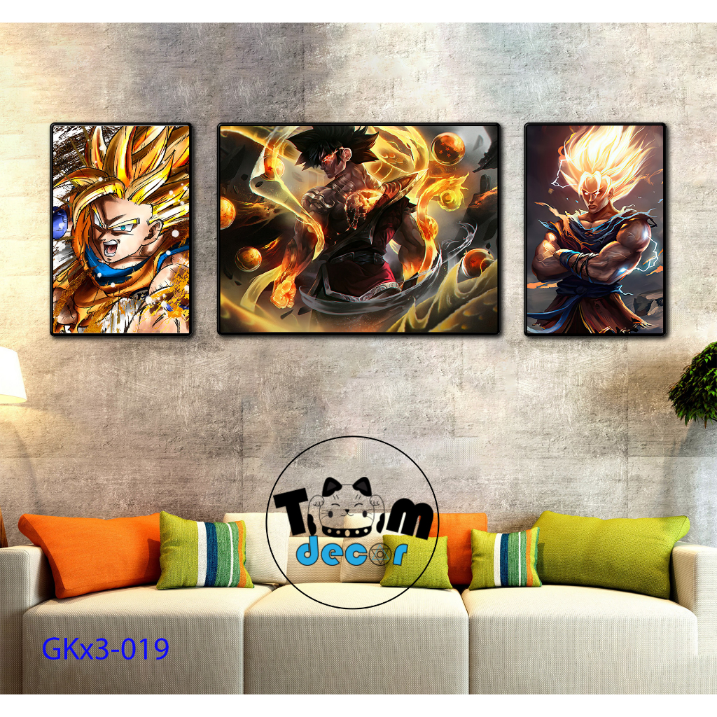 Combo bộ 3 Tranh Goku Chọn Lọc Đẹp Nhất - Tranh Tráng Gương - Dragonball - Bảy Viên Ngọc Rồng - Sogoku