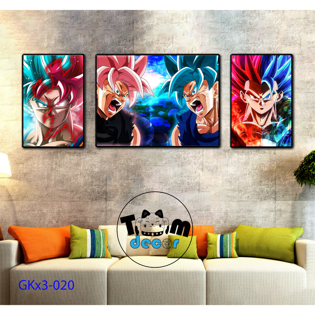 Combo bộ 3 Tranh Goku Chọn Lọc Đẹp Nhất - Tranh Tráng Gương - Dragonball - Bảy Viên Ngọc Rồng - Sogoku