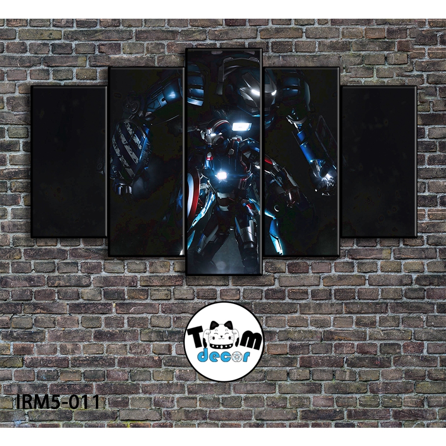 Bộ 5 bức tranh ghép tráng gương iron man treo tường khung composite - Giá xưởng in