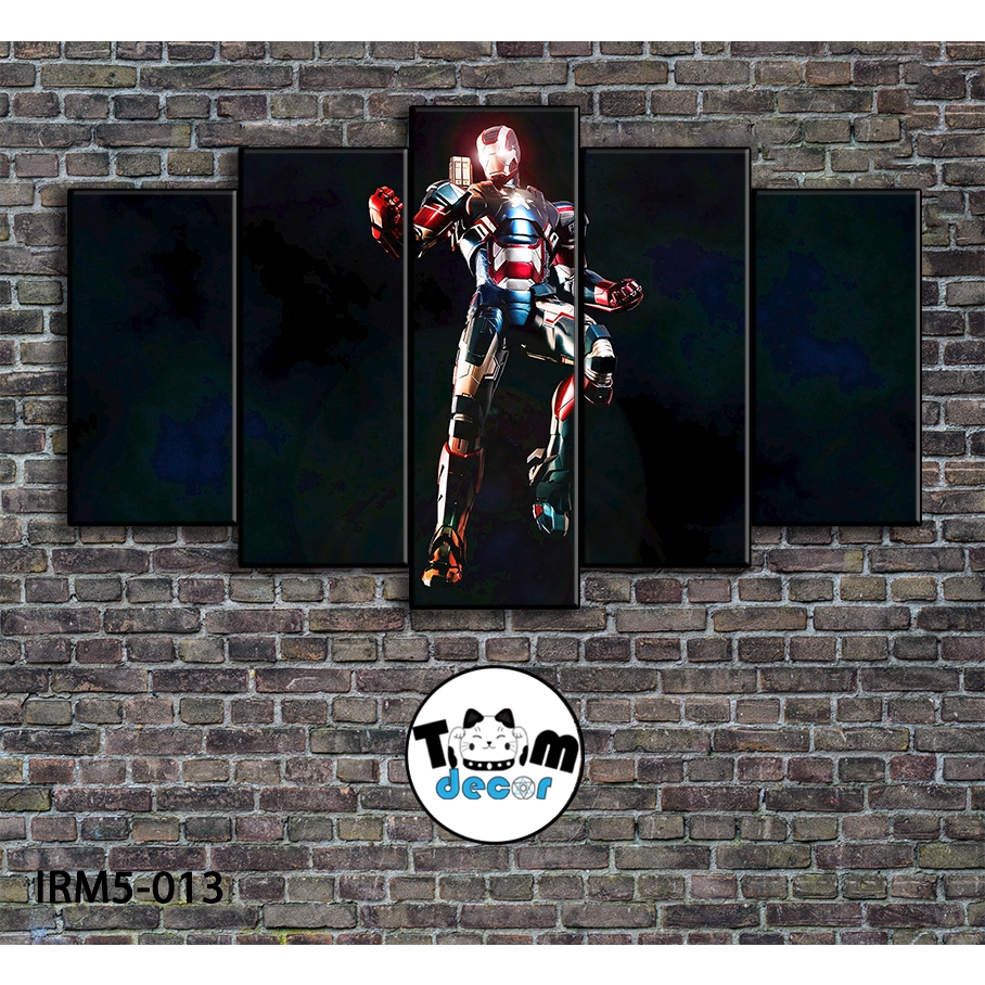 Bộ 5 bức tranh ghép tráng gương iron man treo tường khung composite - Giá xưởng in