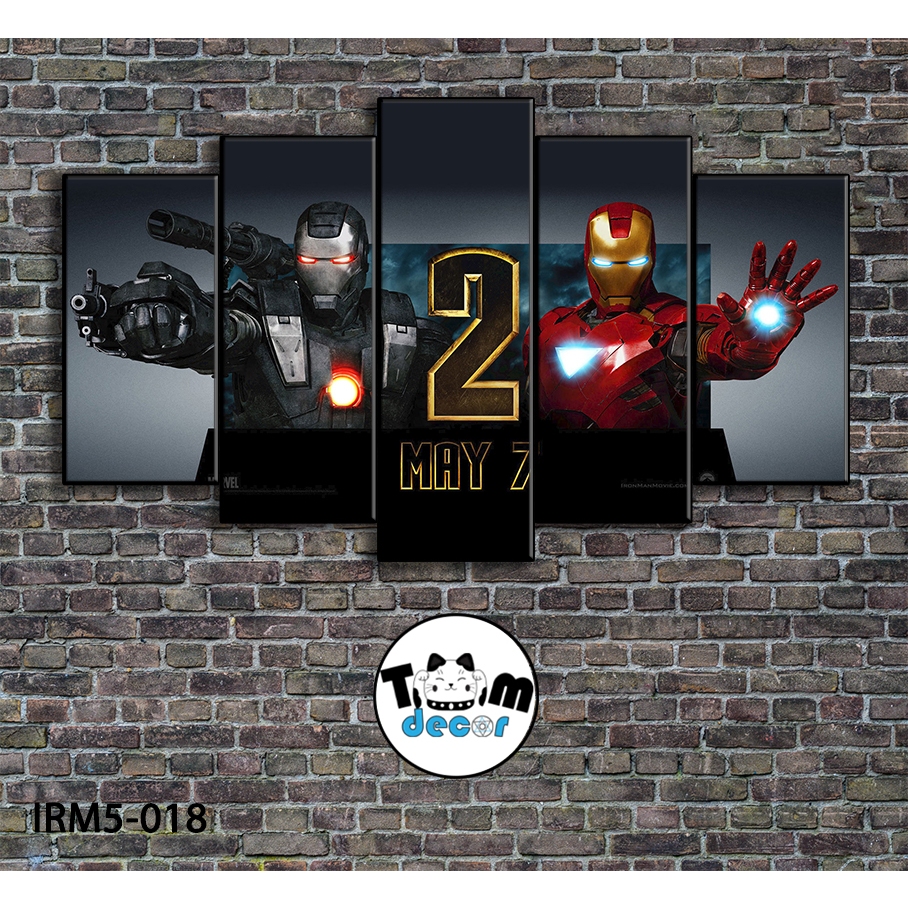 Bộ 5 bức tranh ghép tráng gương iron man treo tường khung composite - Giá xưởng in