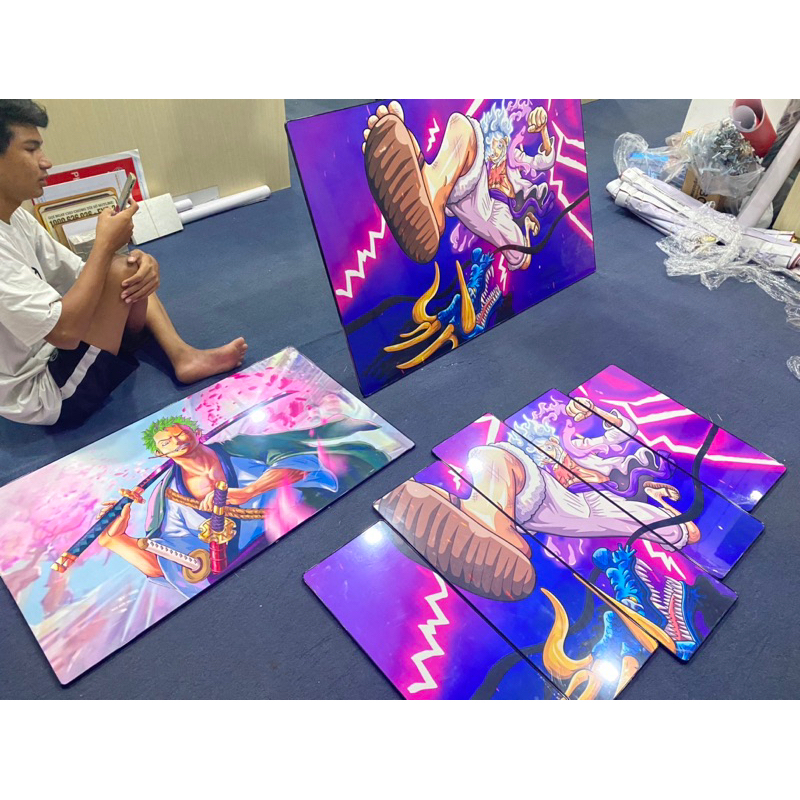 Tranh Tráng Gương ONE PIECE -ZORO - LUFF GEAR 5 - KAIDO Loại Tráng Gương Tốt Loại 1