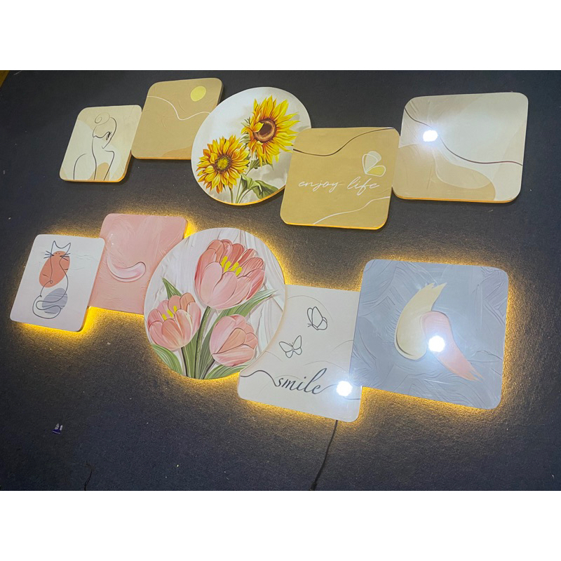 Tranh Tráng Gương Pha Lê Led Điện Cao Cấp Trang Trí Phòng Khách,Nhà Hàng,Showroom,Spa,Nail,...