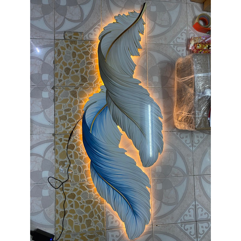 Tranh led lông vũ tranh tráng gương cao cấp 50x150cm