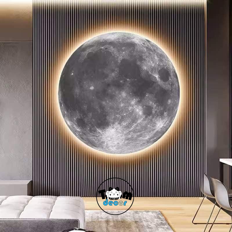 Tranh Đèn Led Mặt Trăng Tráng Gương Có Điều Khiển Từ Xa