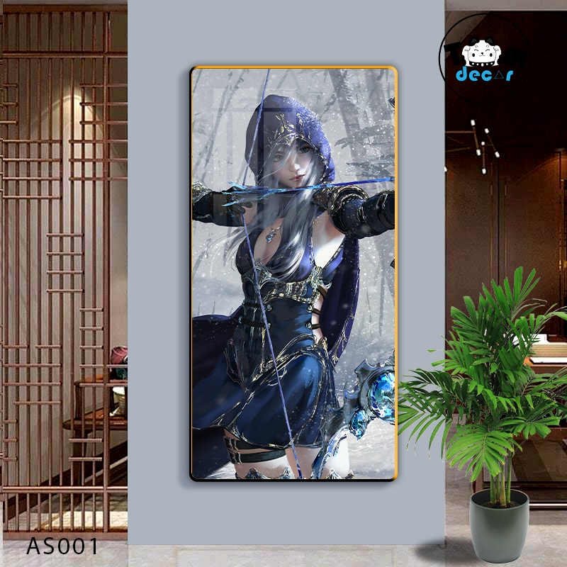 Tranh Led Tráng Gương Ashe Tướng Liên Minh Huyền Thoại Kèm Remot Điều Khiển Khổ Lớn 60x120cm