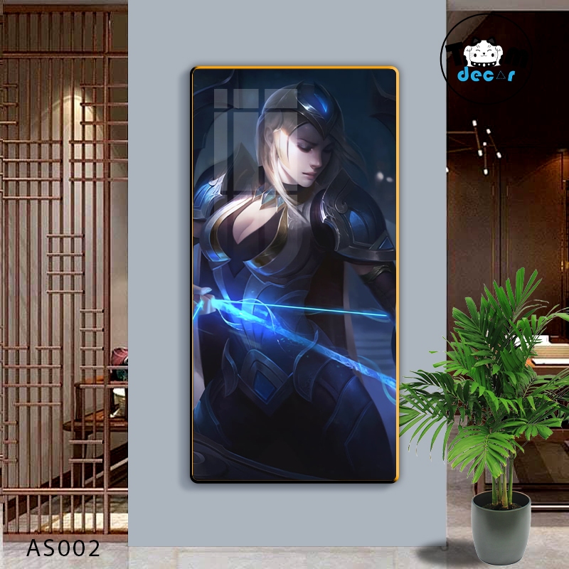 Tranh Led Tráng Gương Ashe Tướng Liên Minh Huyền Thoại Kèm Remot Điều Khiển Khổ Lớn 60x120cm