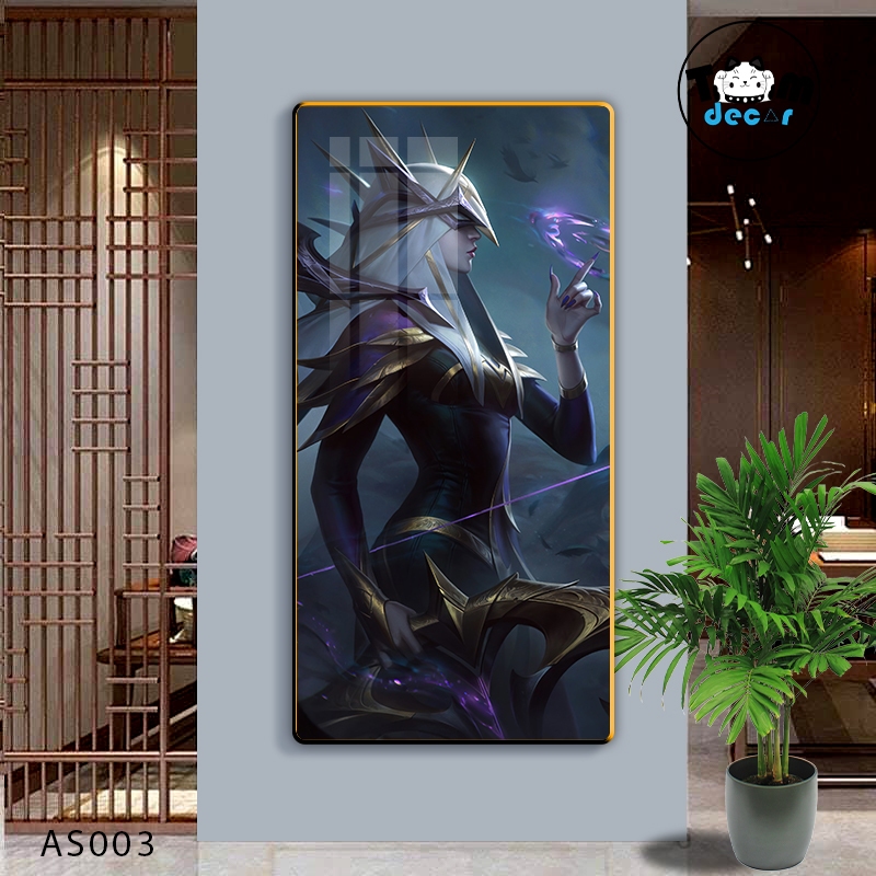 Tranh Led Tráng Gương Ashe Tướng Liên Minh Huyền Thoại Kèm Remot Điều Khiển Khổ Lớn 60x120cm
