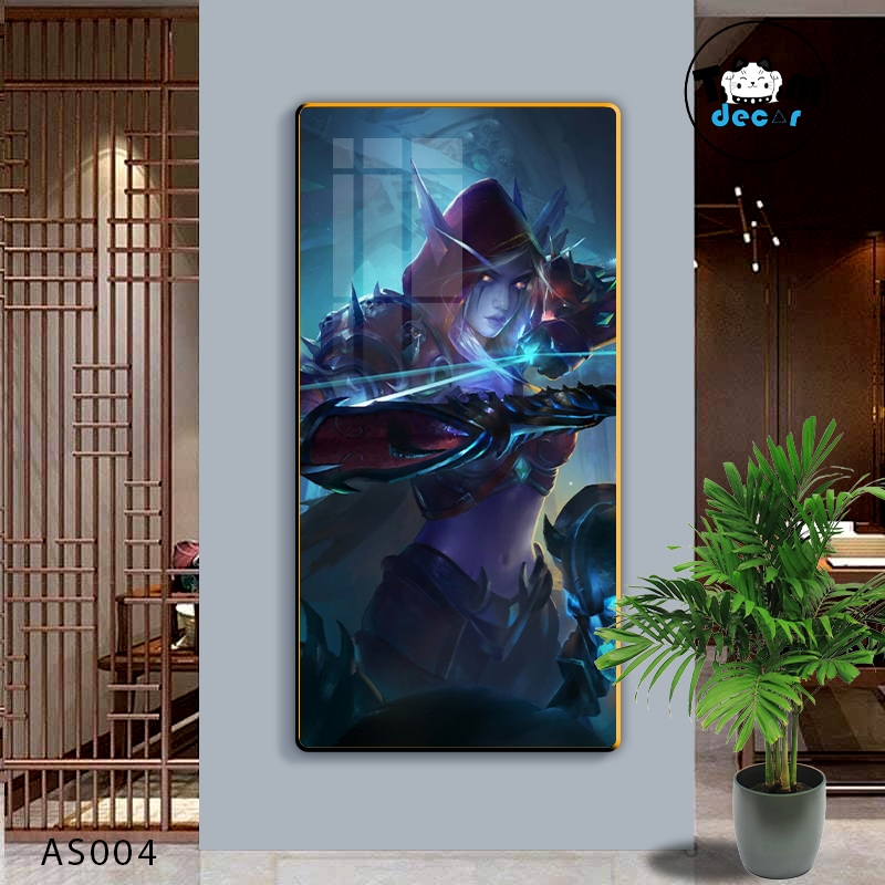 Tranh Led Tráng Gương Ashe Tướng Liên Minh Huyền Thoại Kèm Remot Điều Khiển Khổ Lớn 60x120cm