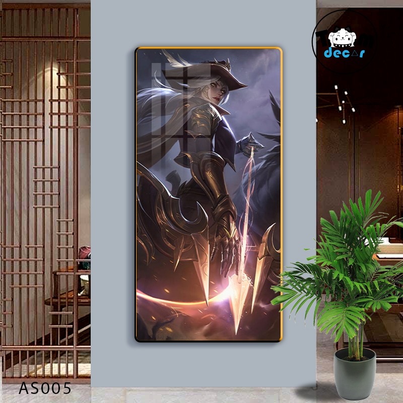 Tranh Led Tráng Gương Ashe Tướng Liên Minh Huyền Thoại Kèm Remot Điều Khiển Khổ Lớn 60x120cm