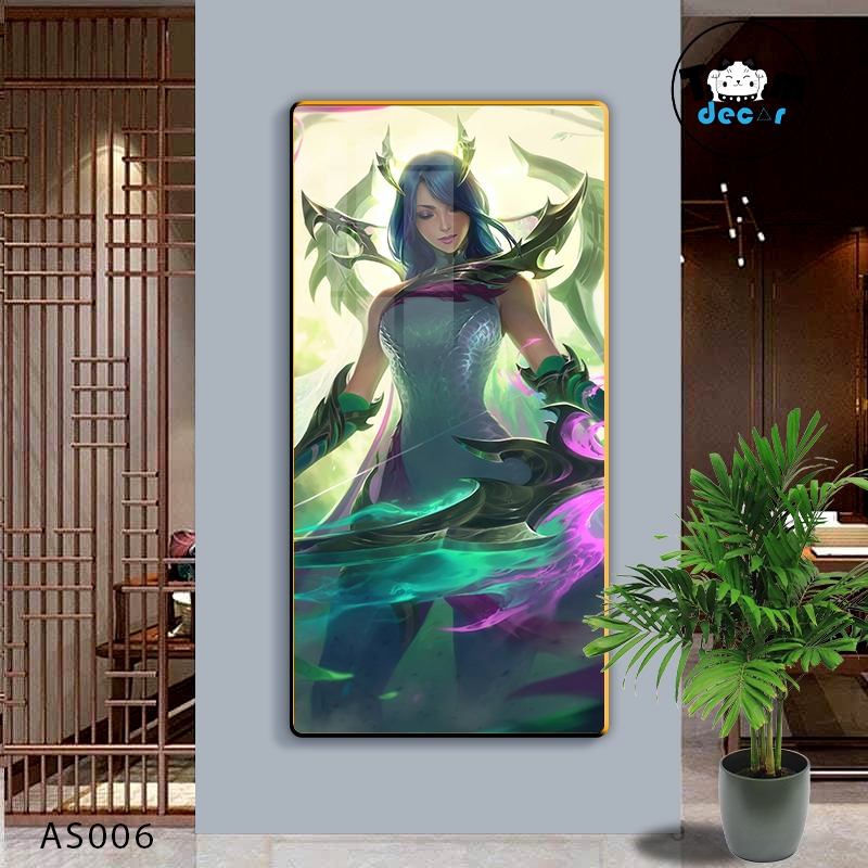 Tranh Led Tráng Gương Ashe Tướng Liên Minh Huyền Thoại Kèm Remot Điều Khiển Khổ Lớn 60x120cm