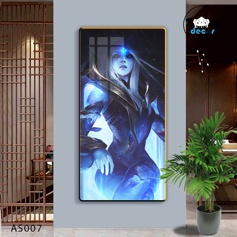 Tranh Led Tráng Gương Ashe Tướng Liên Minh Huyền Thoại Kèm Remot Điều Khiển Khổ Lớn 60x120cm
